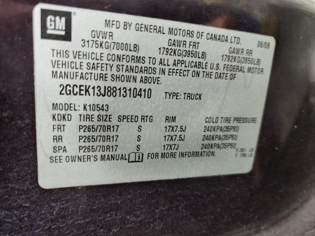 Used Alternator fits: 2008 Chevrolet Silverado 1500 pickup 145 amp ID 20881337 G