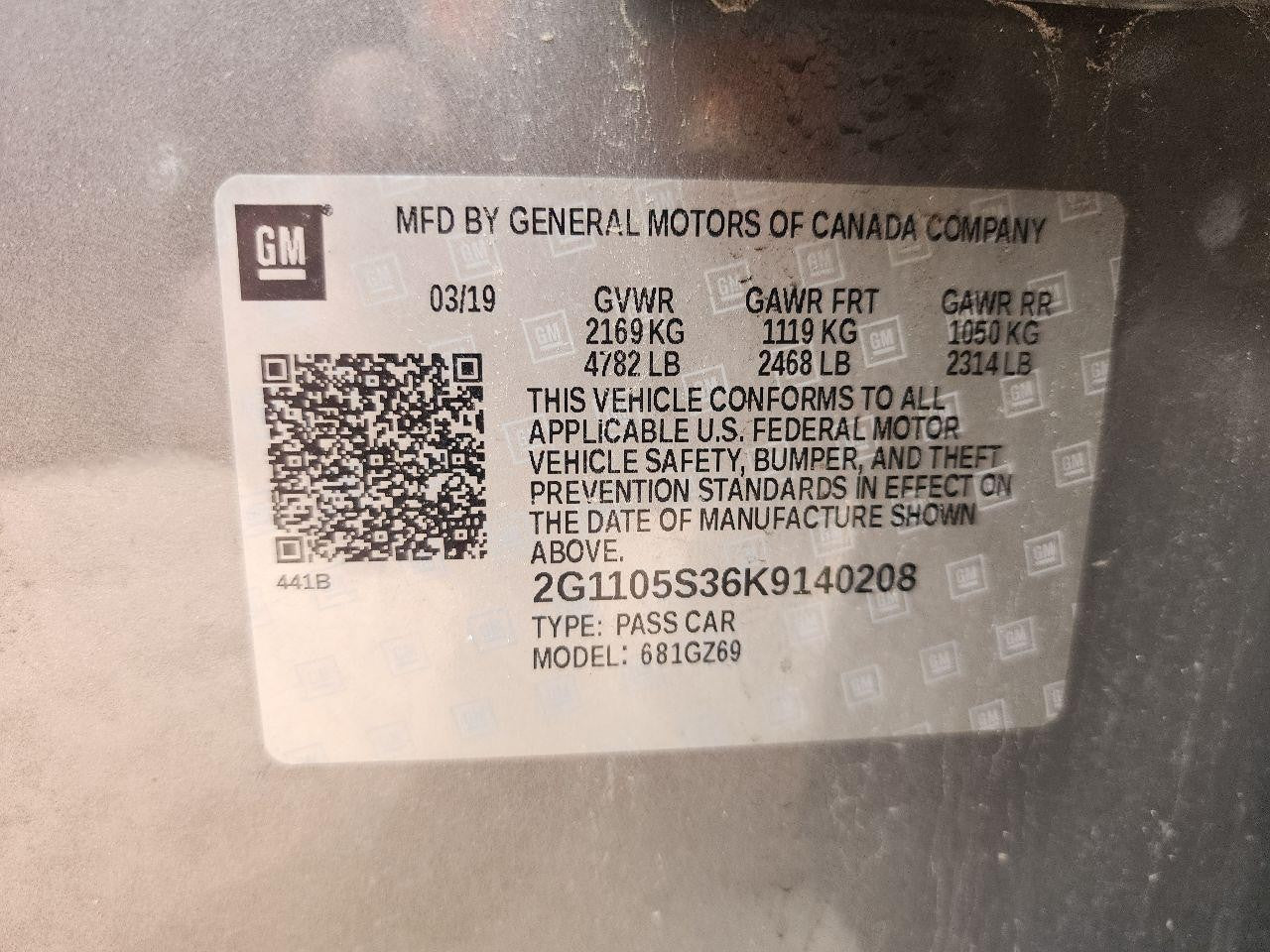 Used Windshield Wiper Motor fits: 2019 Chevrolet Impala  Grade A
