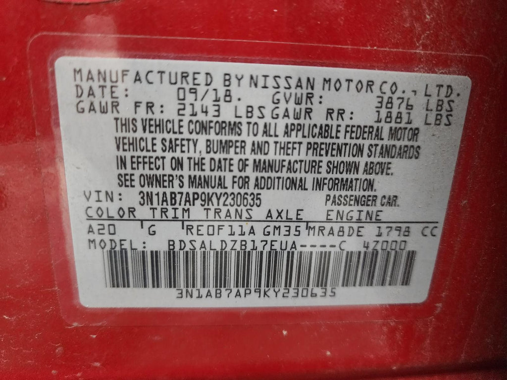 Used Left Sun Visor fits: 2019 Nissan Sentra w/o sunroof Left Grade A