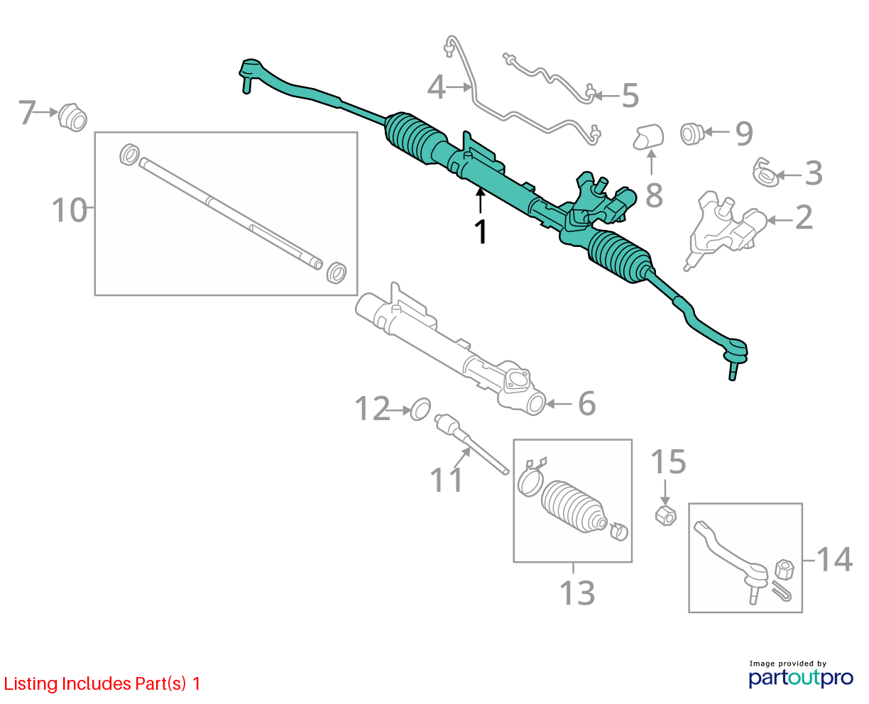 Used Rack and Pinion Assembly fits: 2014 Nissan Murano Power Rack and Pinion 4 D