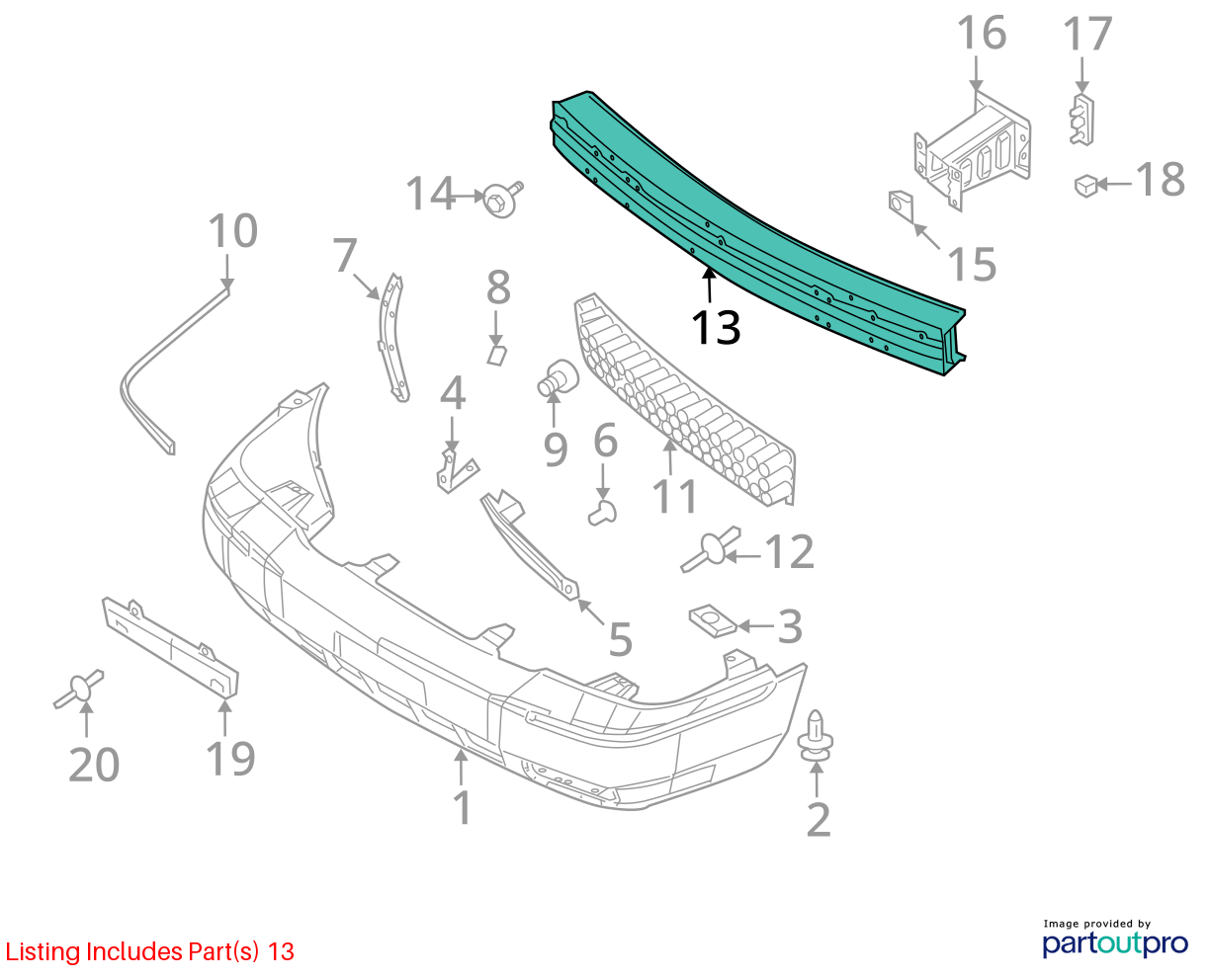 Used Front Bumper Reinforcement Front fits: 2006 Mercury Grand marquis Front Gra