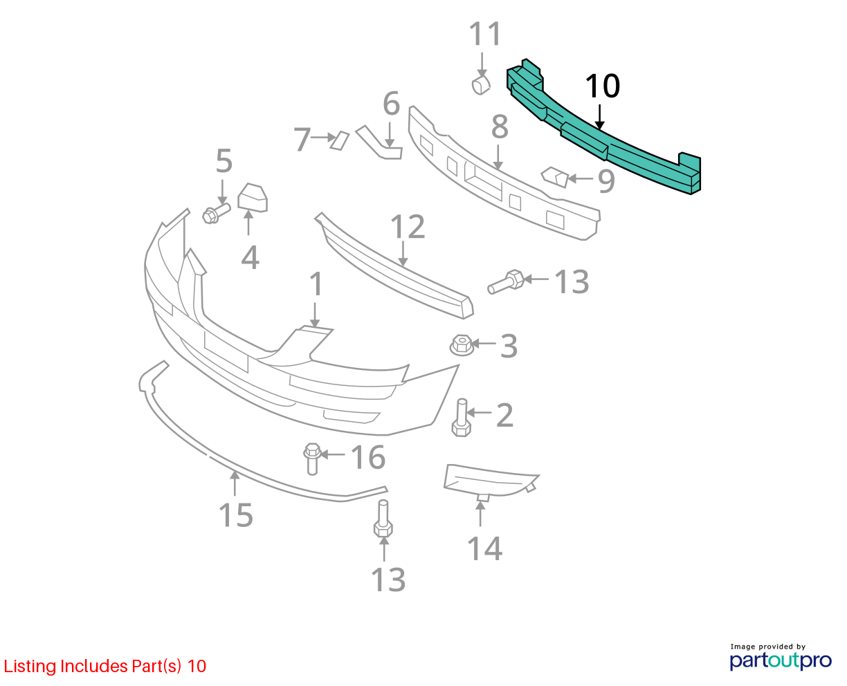 Used Front Bumper Reinforcement Front fits: 2008 Hyundai Sonata Front Grade A