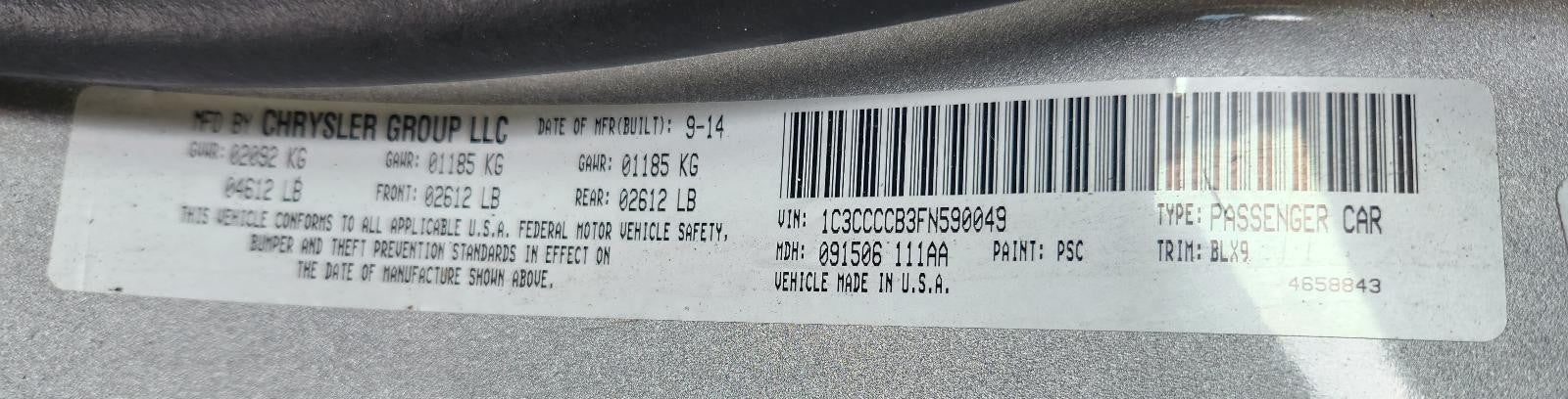 Used Front Right Door Window Regulator Front fits: 2015 Chrysler 200 electric Sd