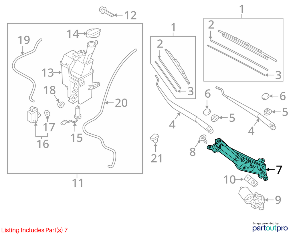 Used Windshield Wiper Linkage fits: 2021 Hyundai Kona  Grade A
