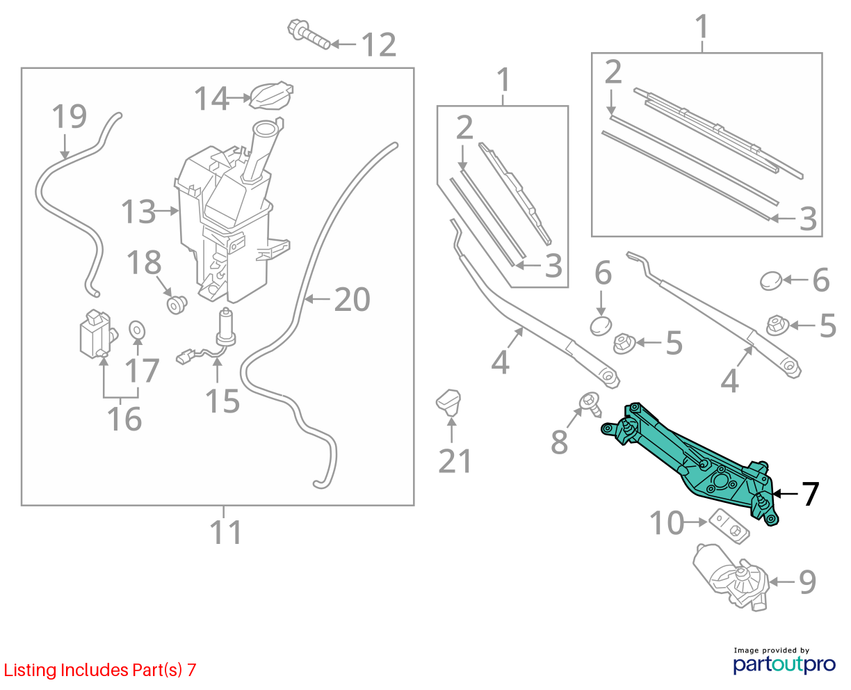 Used Windshield Wiper Linkage fits: 2021 Hyundai Kona  Grade A