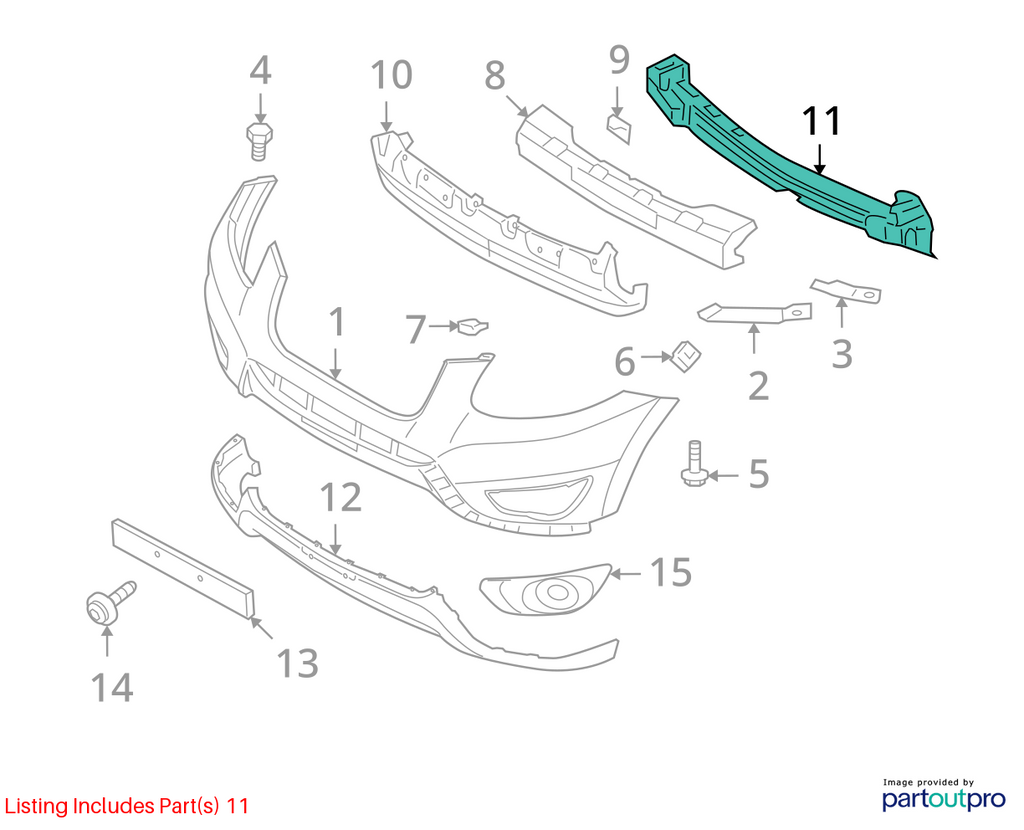 Used Front Bumper Reinforcement Front fits: 2010 Hyundai Santa fe Front Grade A