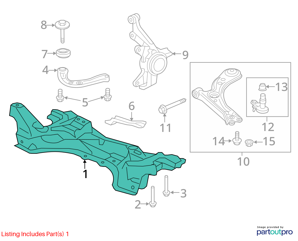 Used Front Frame Crossmember fits: 2018 Honda Hr-v front AT CVT AWD Front Grade