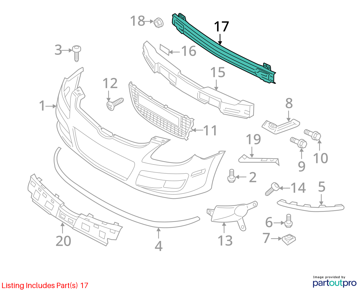 Used Front Bumper Reinforcement Front fits: 2010 Hyundai Elantra Front Grade A