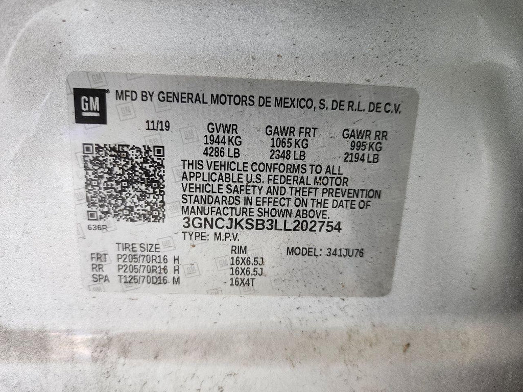 Used Front Left Seat Front fits: 2020 Chevrolet Trax manual cloth Front Left Gra