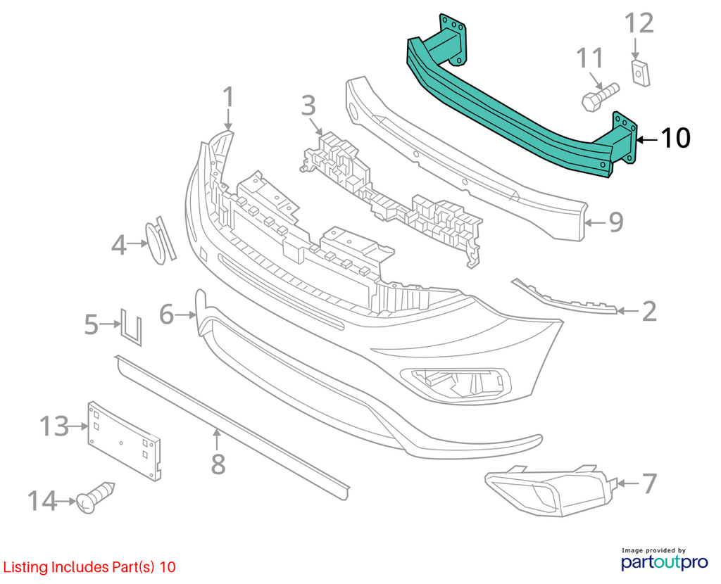 Used Front Bumper Reinforcement Front fits: 2016 Ram Promaster city Front Grade