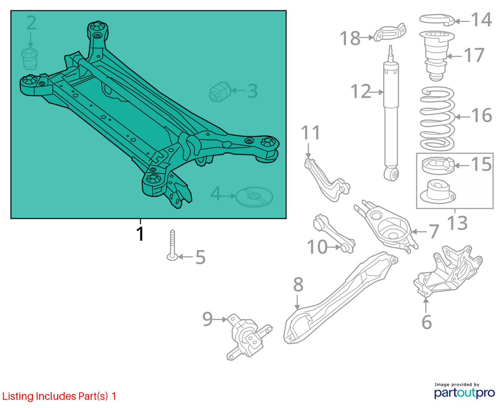 Used Rear Frame Crossmember fits: 2020 Chrysler Pacifica rear gasoline Rear Grad