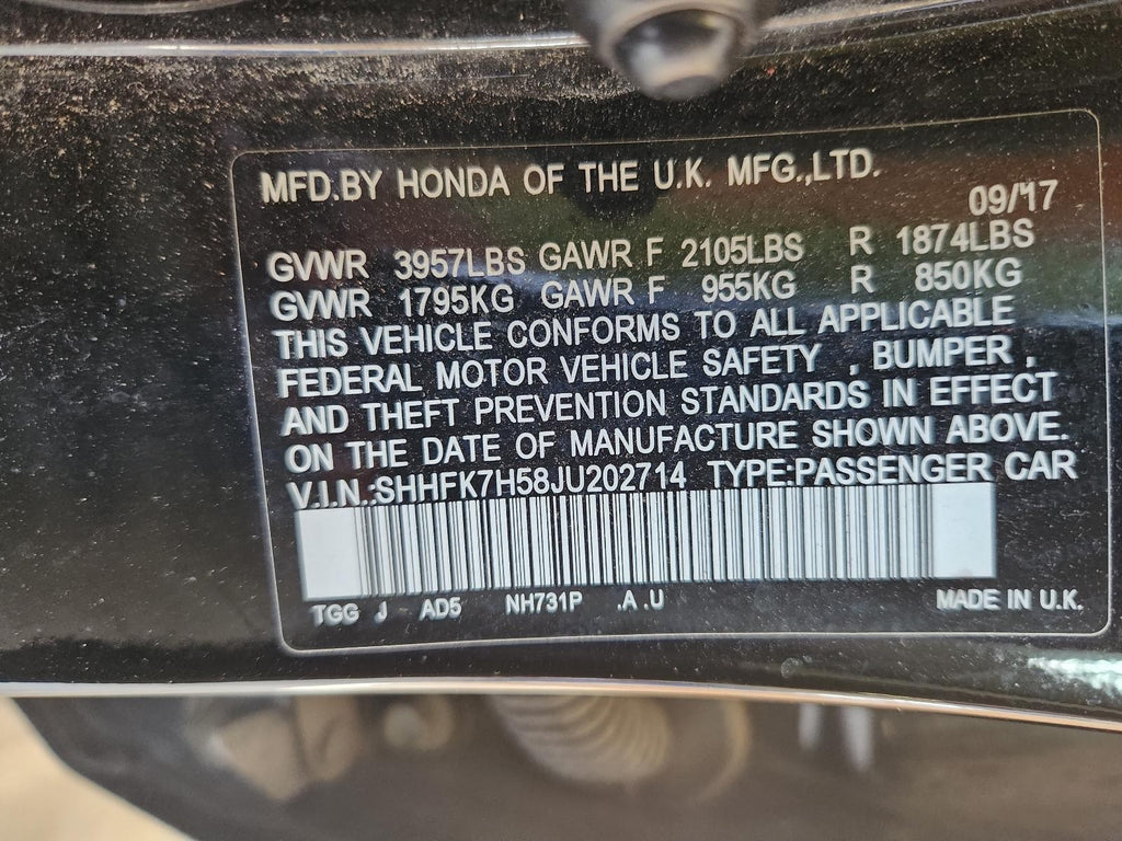 Used Left Sun Visor fits: 2018 Honda Civic w/illumination Left Grade A