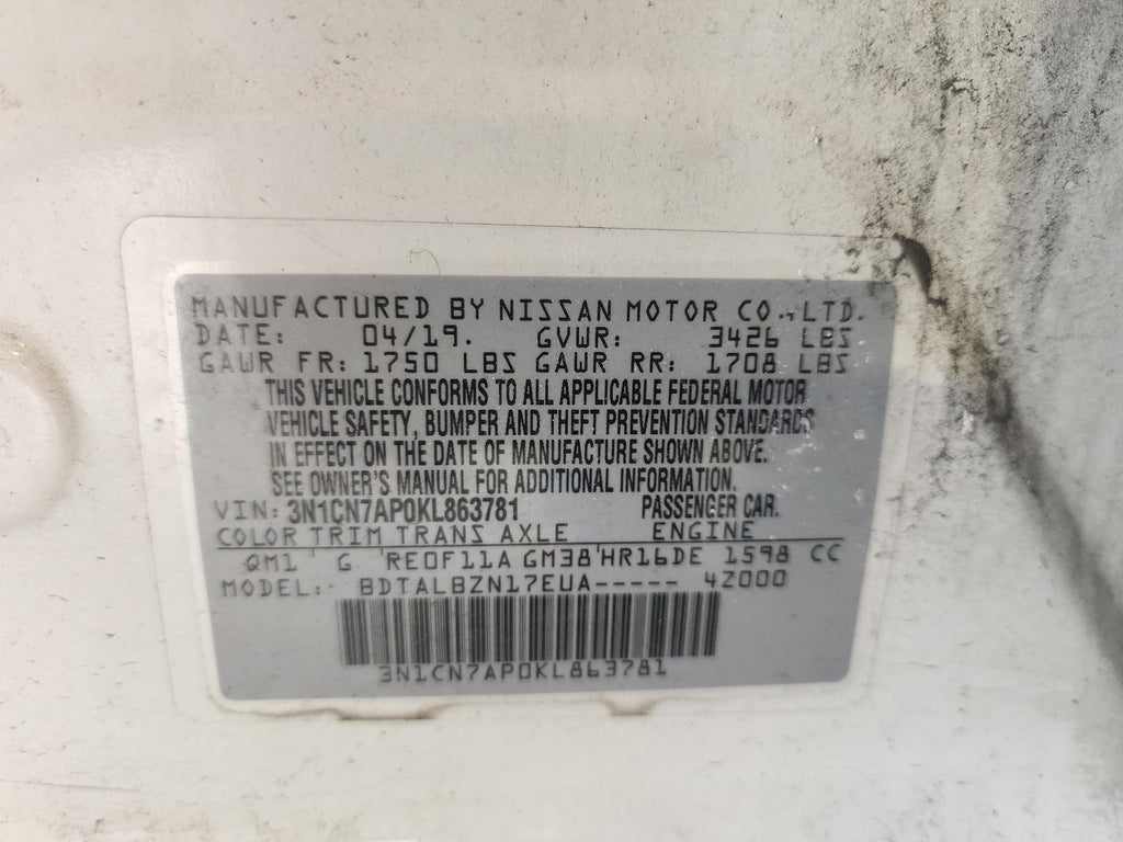 Used Wheel fits: 2019 Nissan Versa 15x5-1/2 Sdn steel Grade A