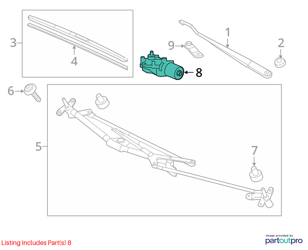 Used Windshield Wiper Motor fits: 2012 Honda Civic  Grade A