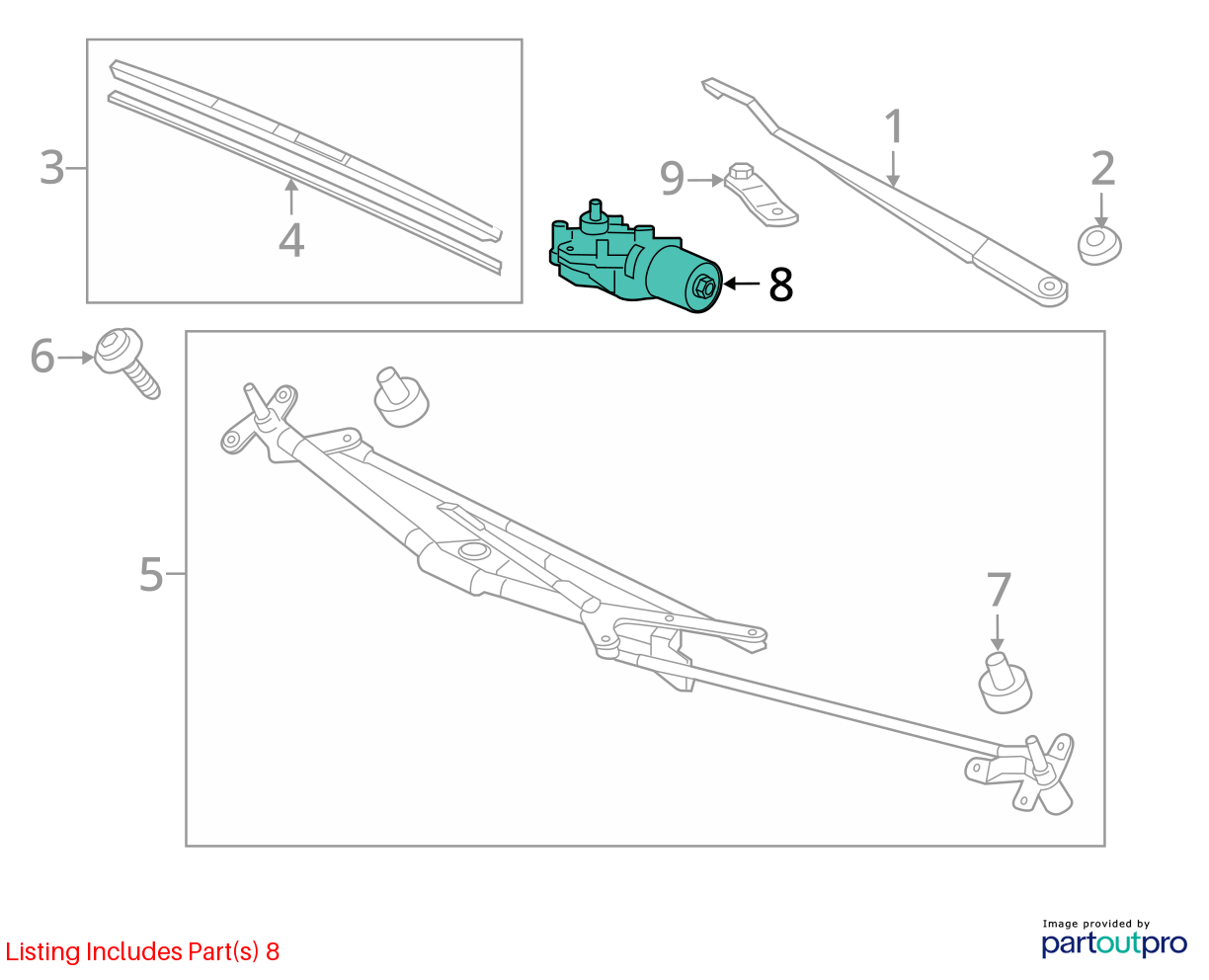 Used Windshield Wiper Motor fits: 2012 Honda Civic  Grade A