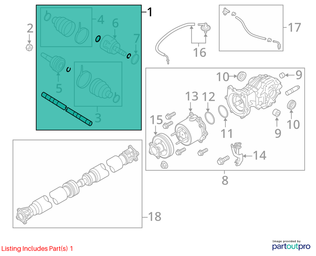 Used Rear Drive Axle Shaft fits: 2020 Nissan Pathfinder Rear Axle AWD Rear Grade