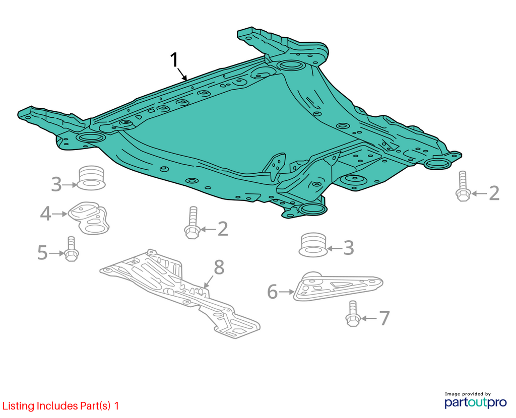 Used Front Frame Crossmember fits: 2020 Chevrolet Malibu front Front Grade A