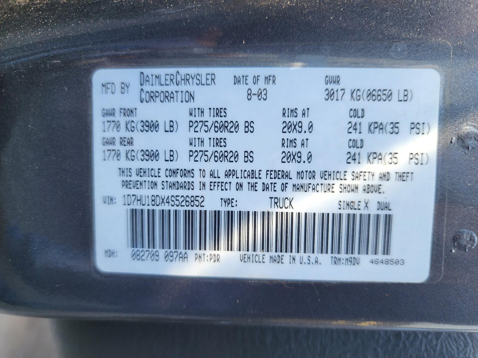 Used Alternator fits: 2004 Dodge 1500 PICKUP 5.7L 136 amp Grade C