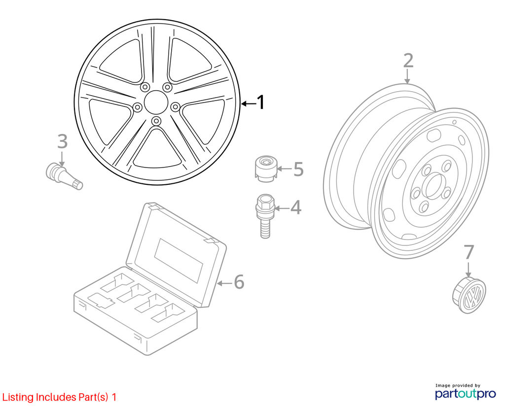 Used Wheel fits: 2020 Volkswagen Passat 17x7 alloy 10 spoke Grade A