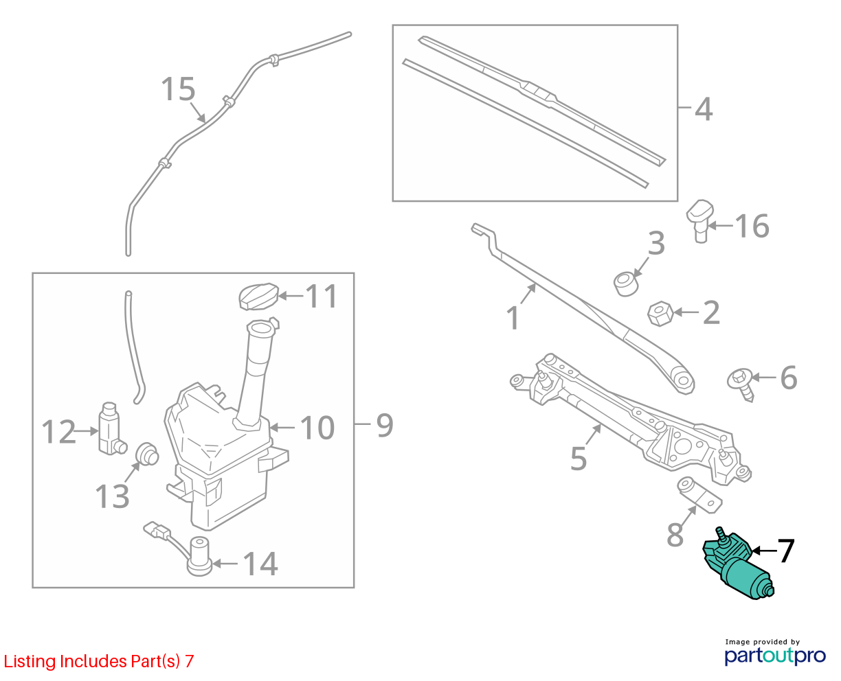 Used Windshield Wiper Motor fits: 2015 Hyundai Sonata 1.6L turbo US market Grade