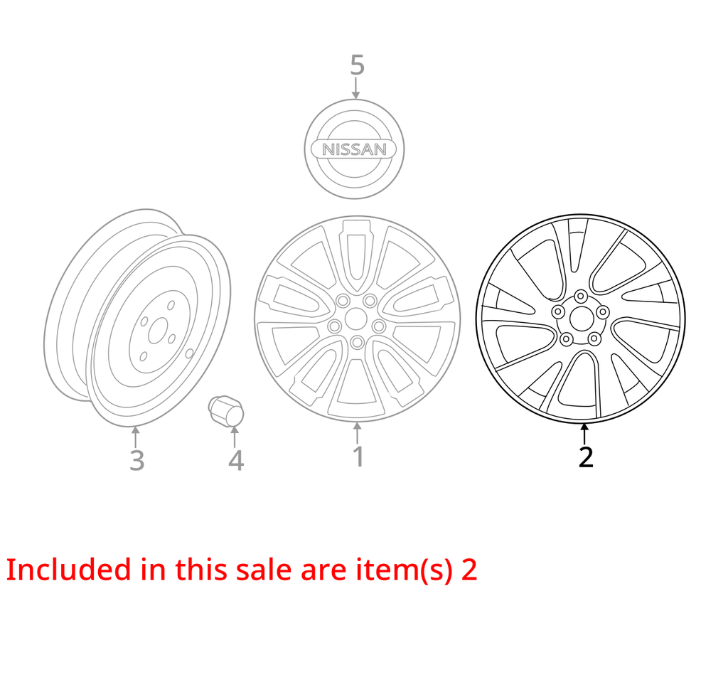 NISSAN MURANO Wheel 20x7-1/2 (alloy), machined and painted (V spoke) 15 16 17