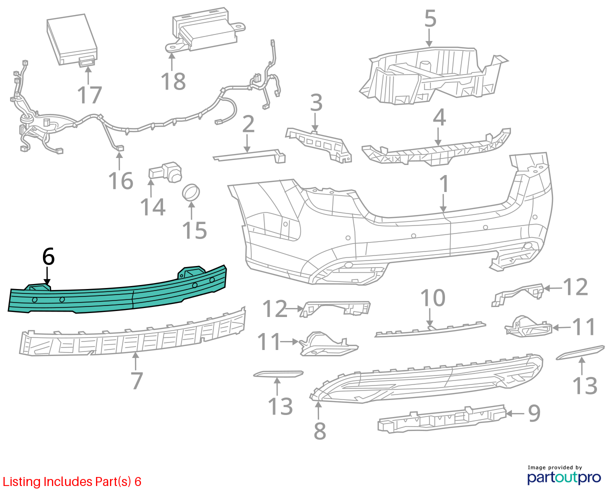 Used Rear Bumper Reinforcement Rear fits: 2015 Chrysler 200 Sdn Rear Grade A