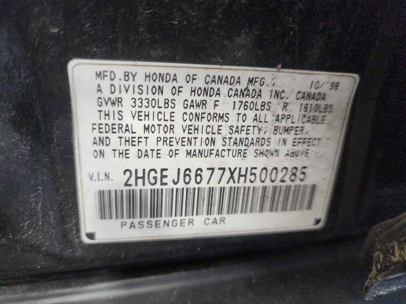 Used Starter Motor fits: 1999 Honda Civic AT exc. VTEC-E Grade A