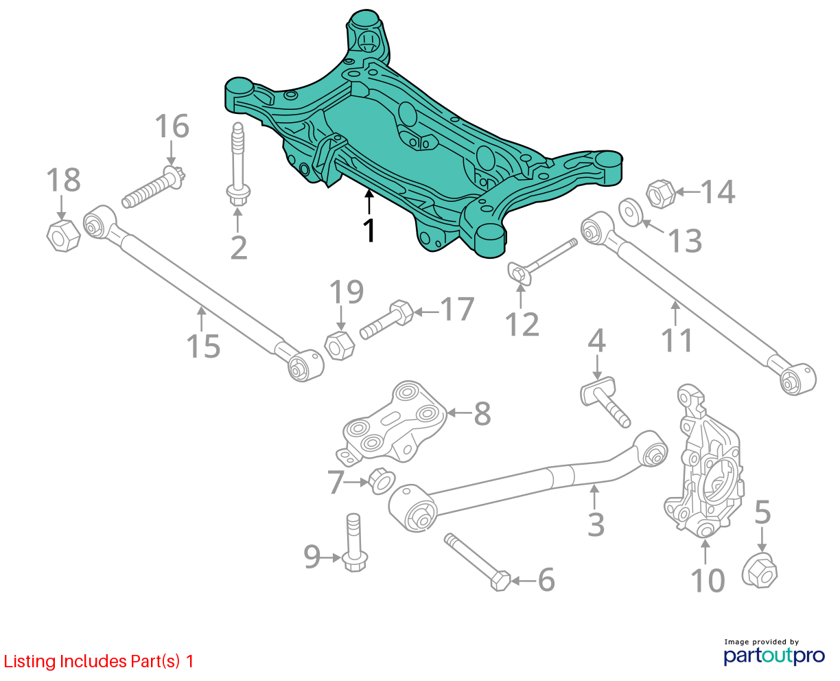 Used Rear Frame Crossmember fits: 2016 Jeep Renegade rear 4x4 Rear Grade A