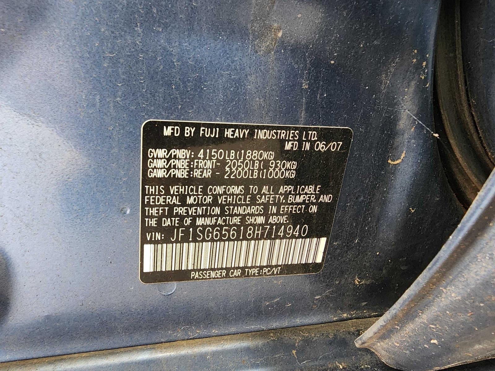 Used Front Bumper Reinforcement Front fits: 2008 Subaru Forester Front Grade A