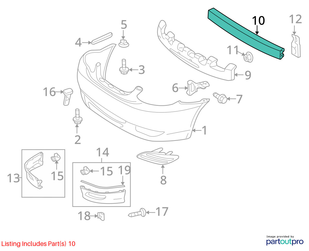 Used Front Bumper Reinforcement Front fits: 2005 Toyota Corolla Front Grade A