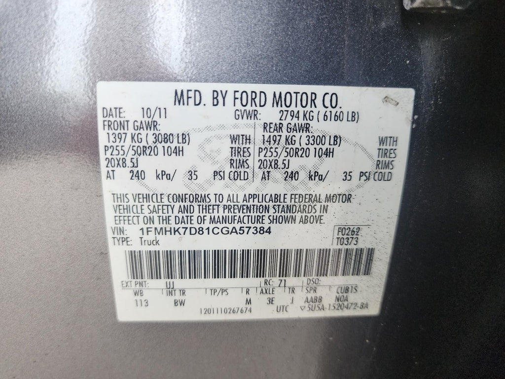 Used Automatic Transmission Assembly fits: 2012 Ford Explorer AT 6 Speed 3.5L w/