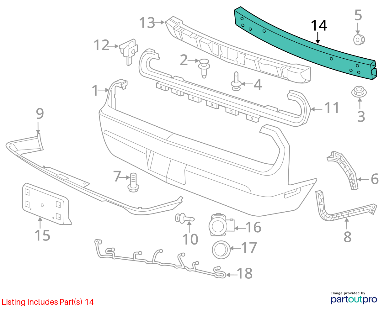Used Rear Bumper Reinforcement Rear fits: 2013 Dodge Challenger Rear Grade A
