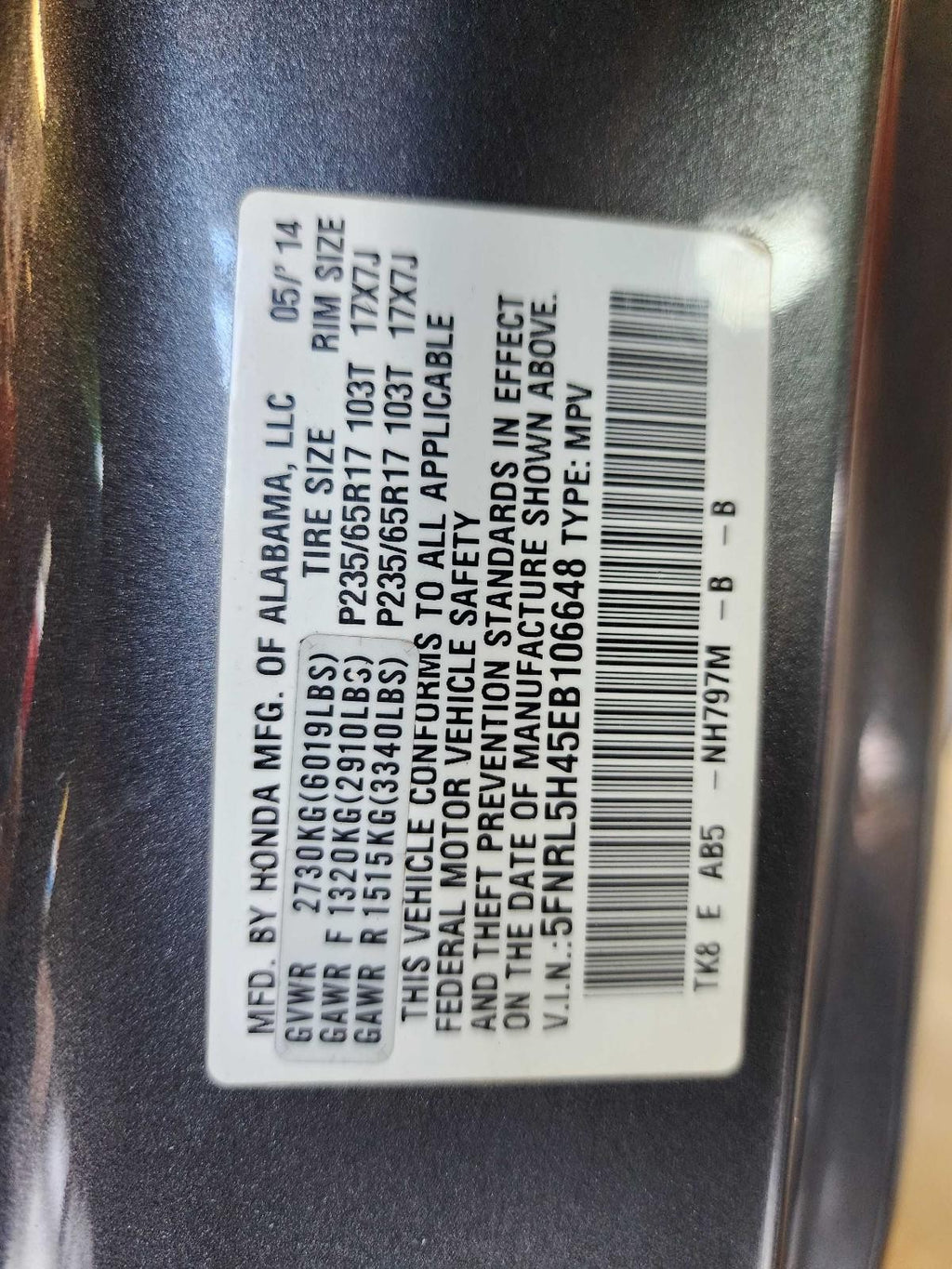 Used Left Sun Visor fits: 2014 Honda Odyssey illuminated Left Grade A