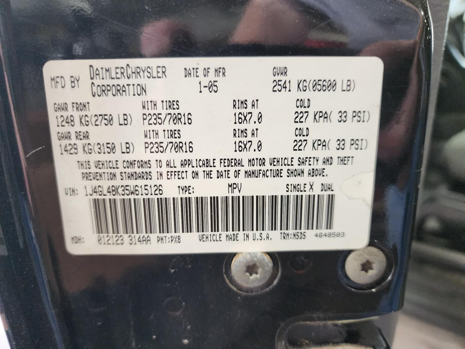 Used Rear Left Door Window Regulator Rear fits: 2005 Jeep Liberty electric Rear