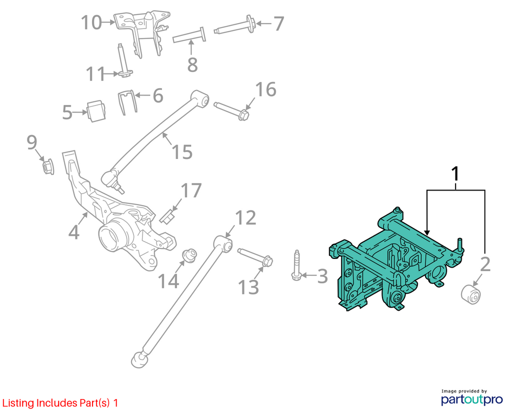 Used Rear Frame Crossmember fits: 2018 Ford Ecosport rear AWD Rear Grade A