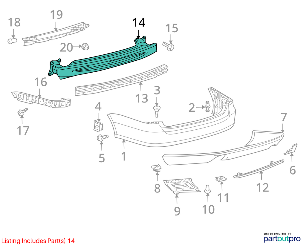 Used Rear Bumper Reinforcement Rear fits: 2010 Volkswagen Jetta Sdn Rear Grade A