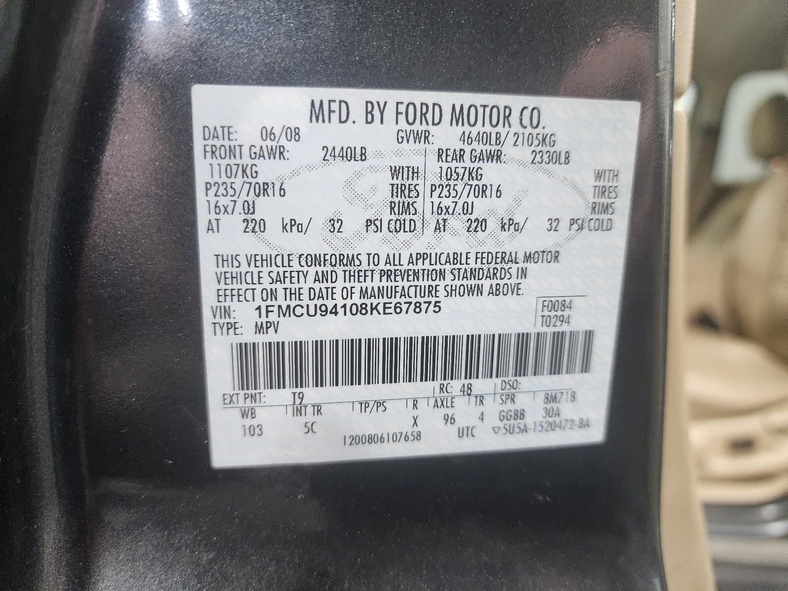 Used Rear Right Door Window Regulator Rear fits: 2008 Ford Escape electric inclu