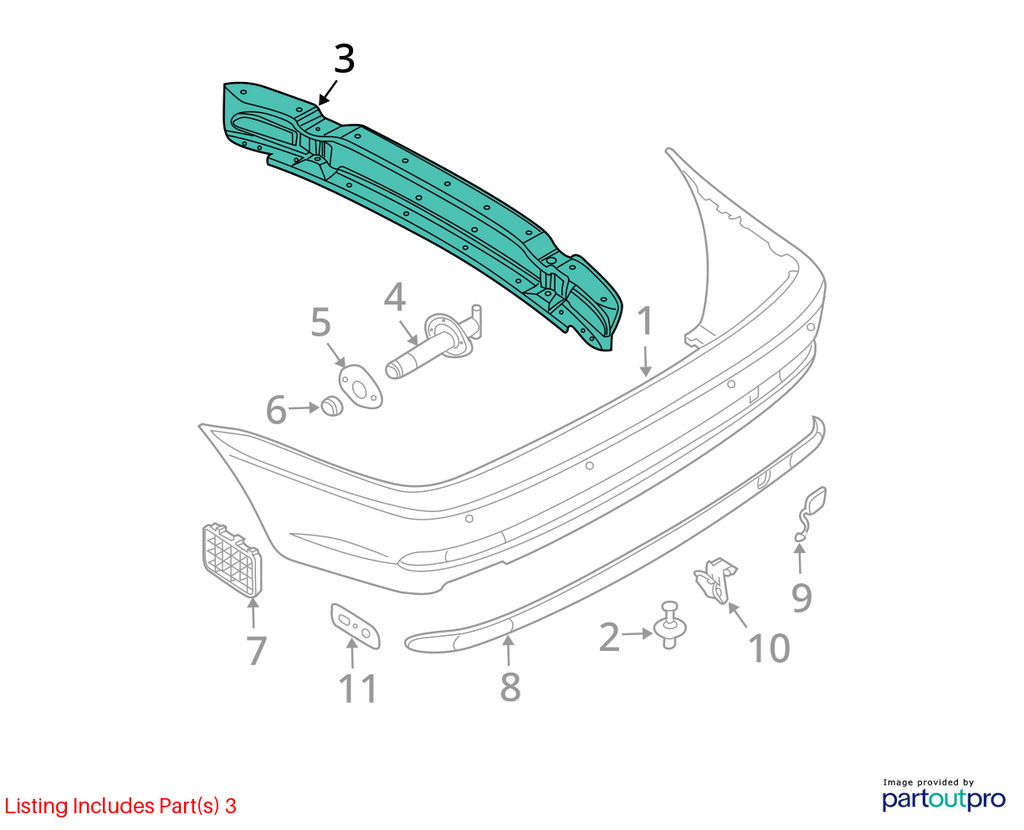 Used Rear Bumper Reinforcement Rear fits: 2001 Bmw 325I Sdn E46 Rear Grade A