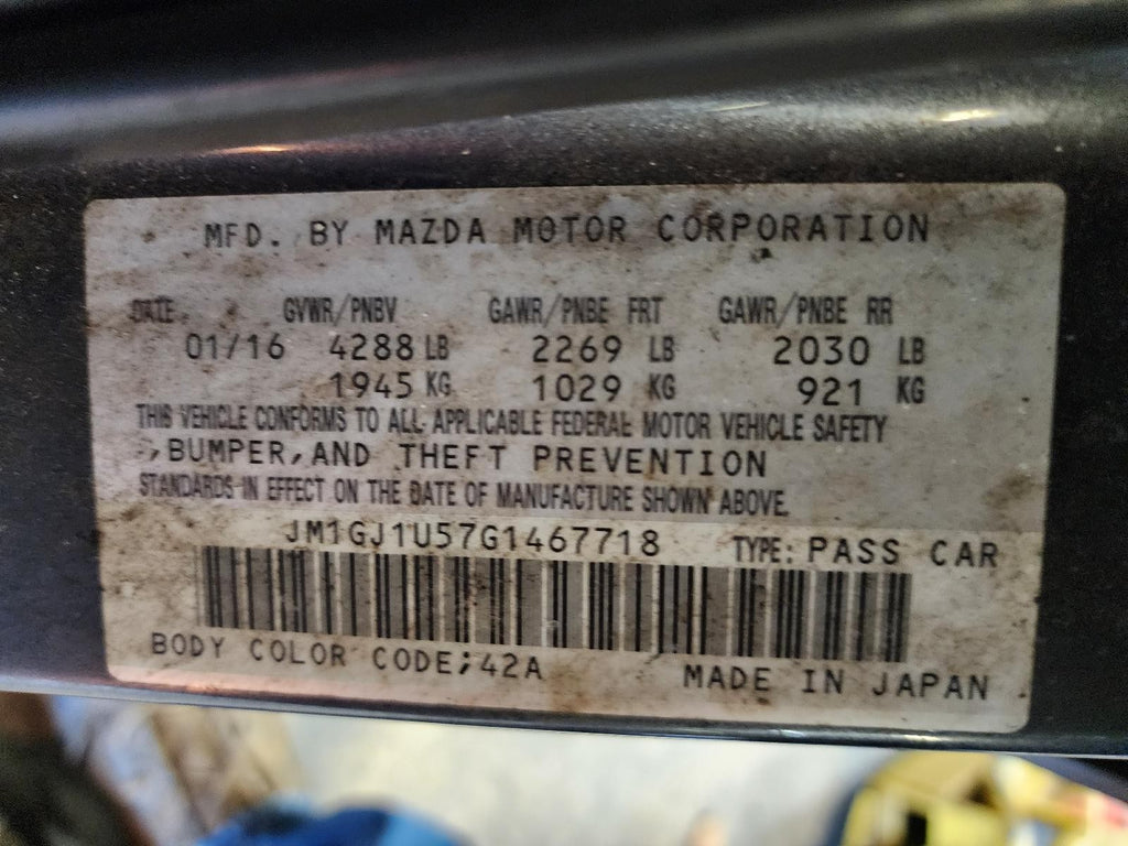 Used Automatic Transmission Assembly fits: 2016 Mazda 6 AT 2.5L w/o regenerative