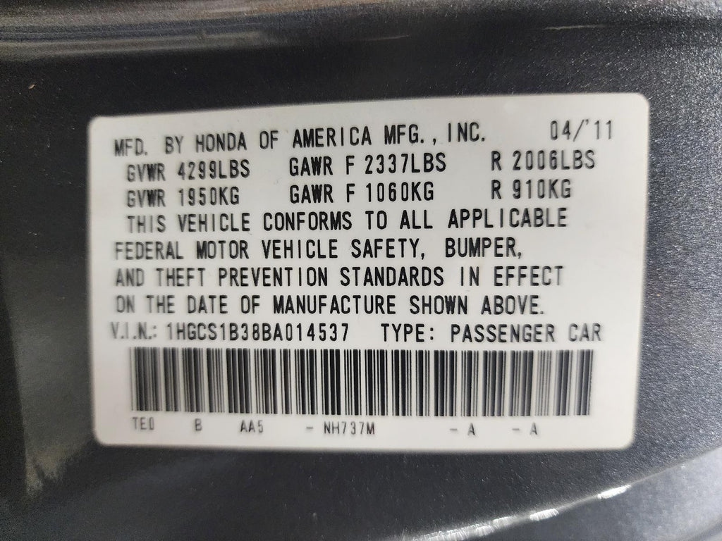 Used ABS Modulator fits: 2011 Honda Accord Modulator Assembly Cpe 2.4L AT Grade