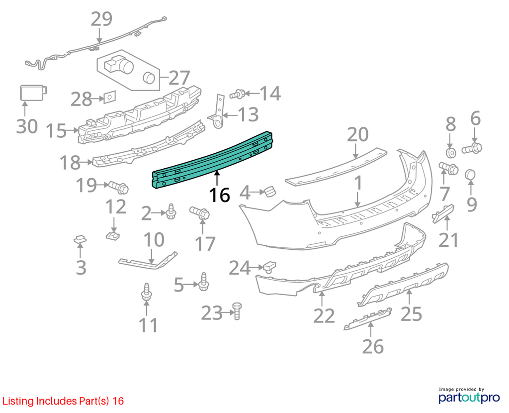 Used Rear Bumper Reinforcement Rear fits: 2013 Chevrolet Equinox Rear Grade A
