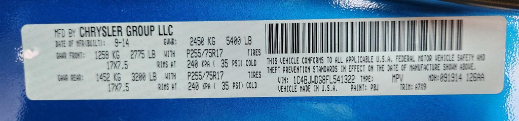 Used Rear Drive Shaft Rear fits: 2015 Jeep Wrangler 4x4 4 Dr Sahara AT Rear Grad