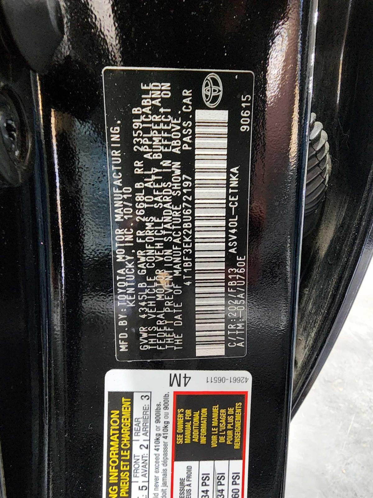 Used Right Sun Visor fits: 2011 Toyota Camry w/o illumination Right Grade A