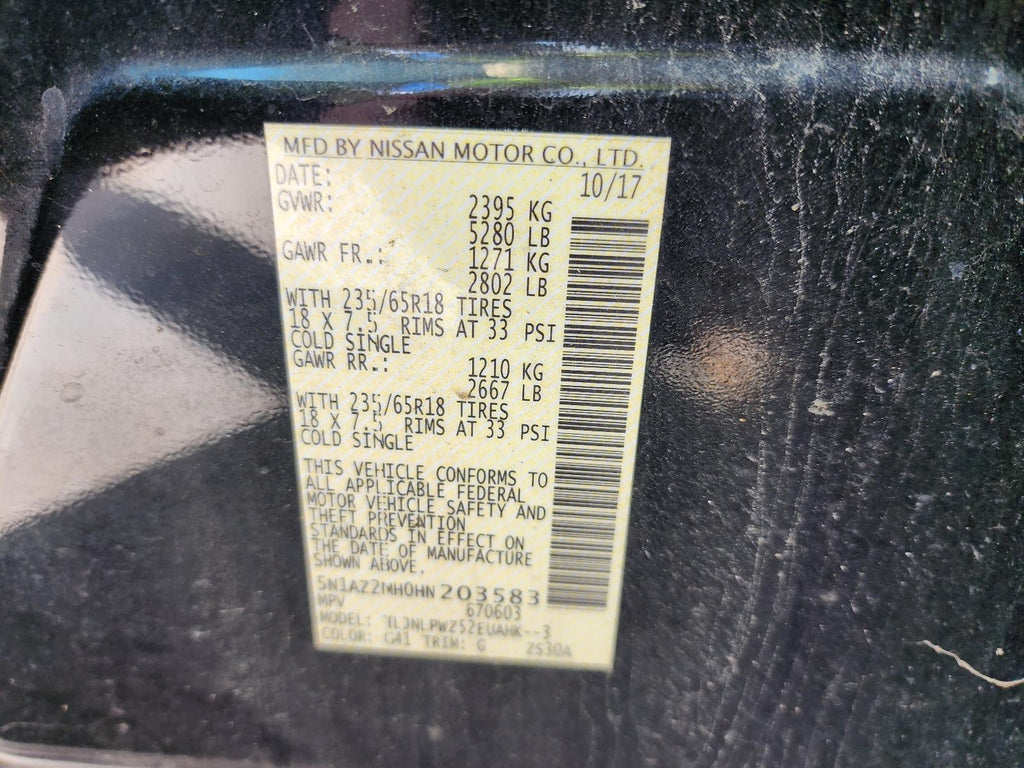 Used Engine Complete Assembly fits: 2017 Nissan Murano 3.5L VIN A 4th digit VQ35