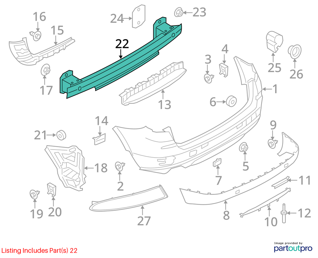 Used Rear Bumper Reinforcement Rear fits: 2013 Bmw X3 Rear Grade A