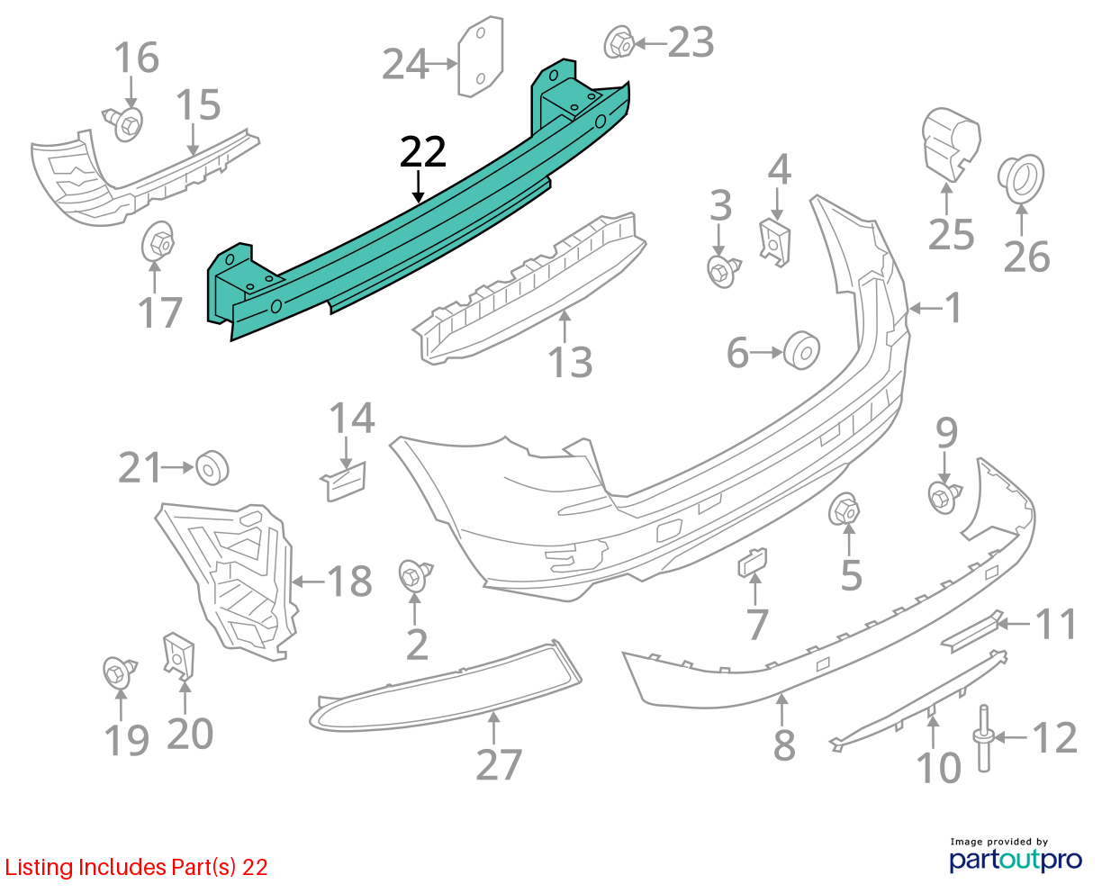 Used Rear Bumper Reinforcement Rear fits: 2013 Bmw X3 Rear Grade A