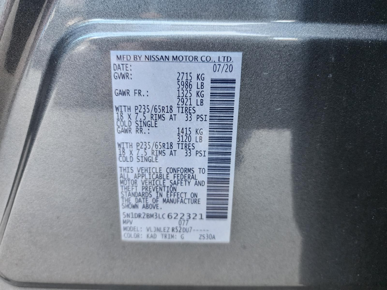 Used Front Left Fender fits: 2020 Nissan Pathfinder Front Left Grade A