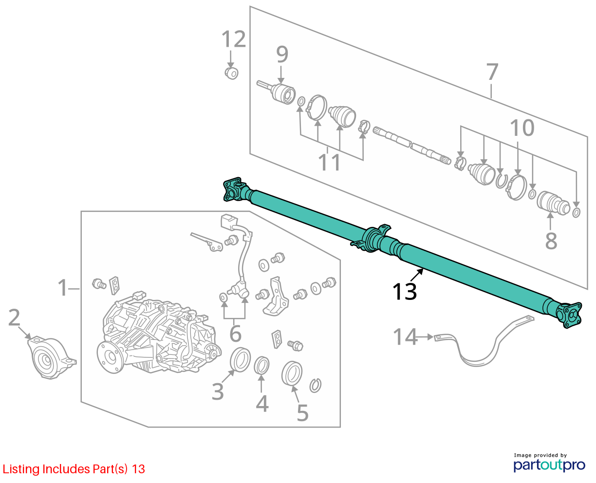 Used Rear Drive Shaft Rear fits: 2007 Acura Rdx assembly Rear Grade A