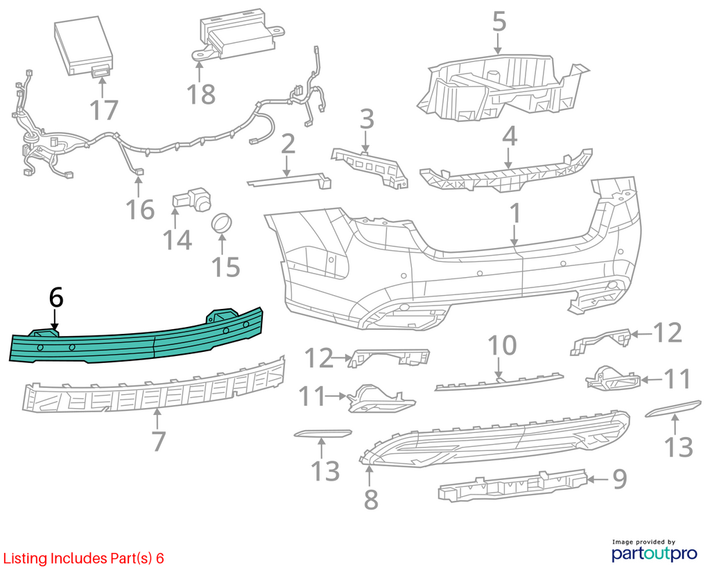 Used Rear Bumper Reinforcement Rear fits: 2015 Chrysler 200 Sdn Rear Grade A
