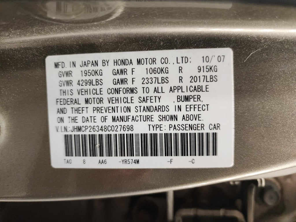 Used Alternator fits: 2008 Honda Accord 2.4 Grade C